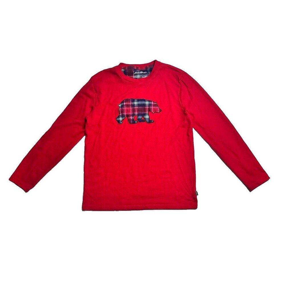 Mens Pajama Shirt Red Bear Eddie Bauer Medium
